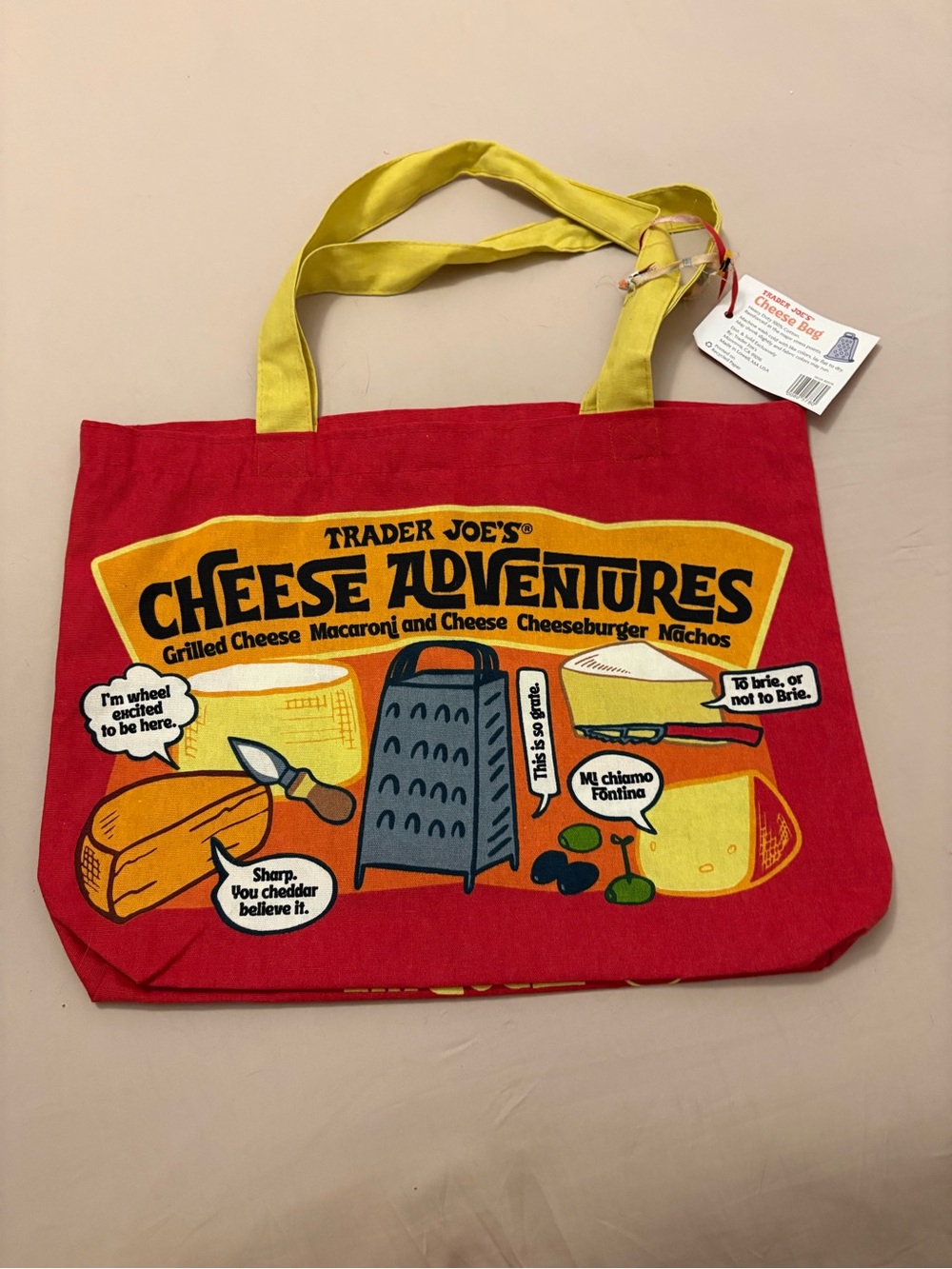 Trader Joe’s Cheese Adventures Red Tote Bag NWT